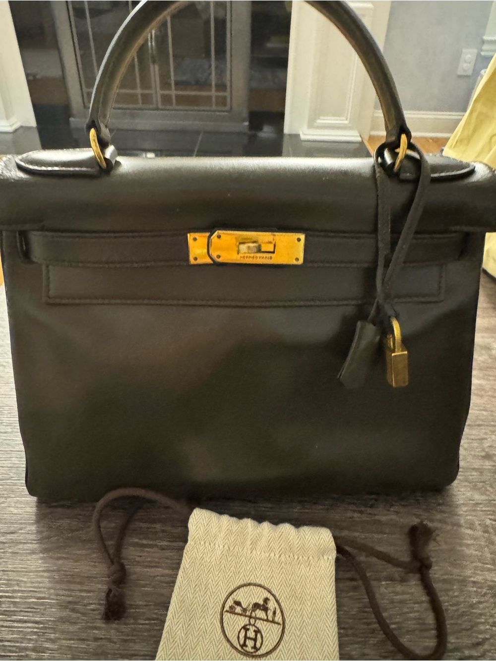 Hermes Vintage Kelly 28 Dark Brown with Gold Hardware
